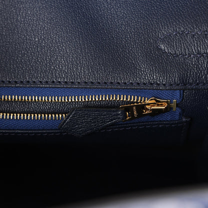 Hermes Birkin 25 Bleu Saphir Matte Alligator Gold Hardware