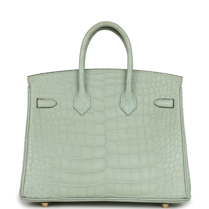 Hermes Birkin 25 Vert D'Eau Matte Alligator Gold Hardware