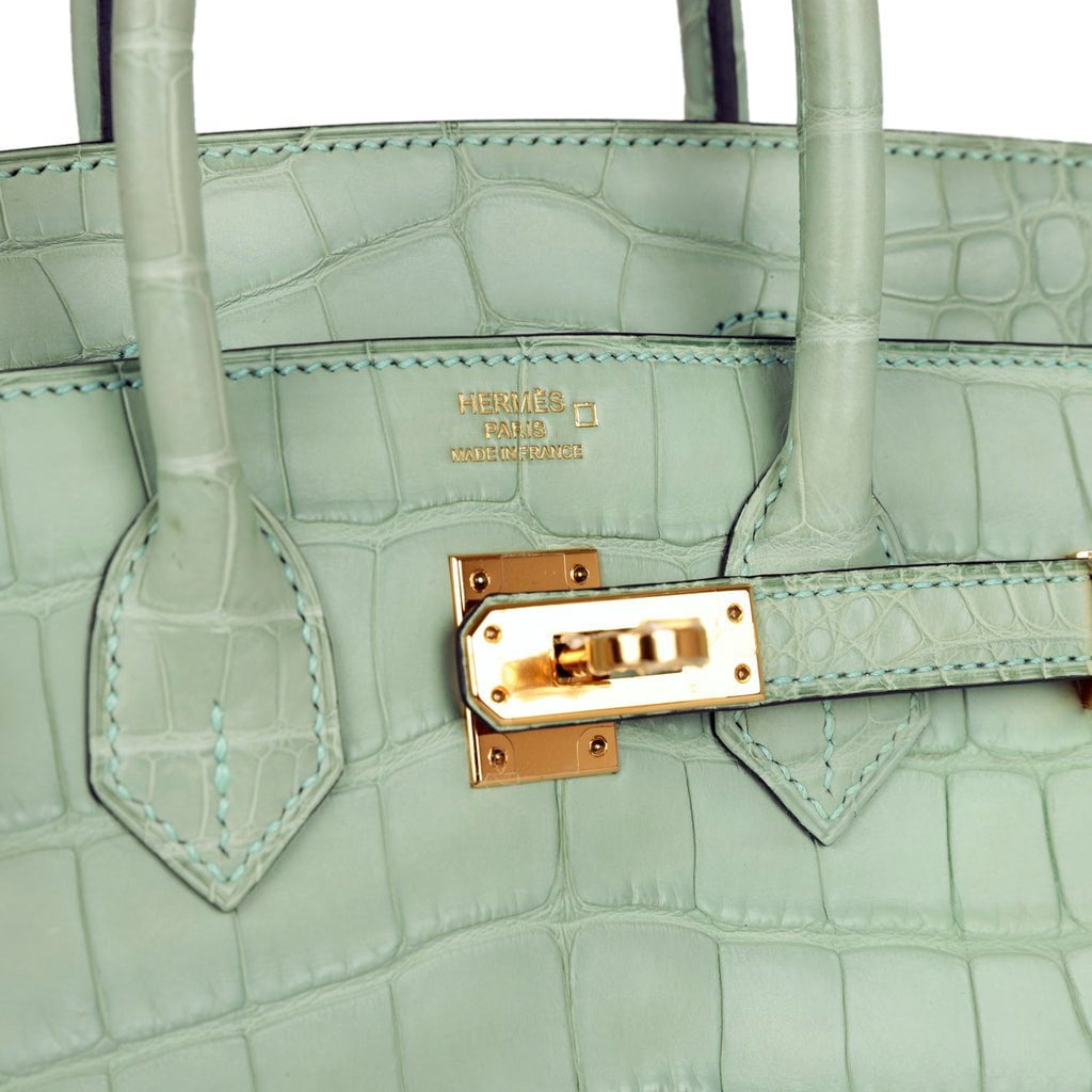 Hermes Birkin 25 Vert D'Eau Matte Alligator Gold Hardware