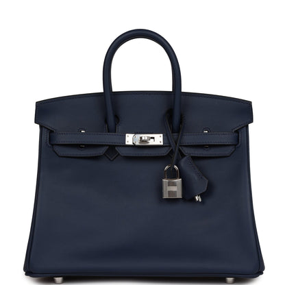 Hermes Birkin 25 Bleu Navy Swift Palladium Hardware