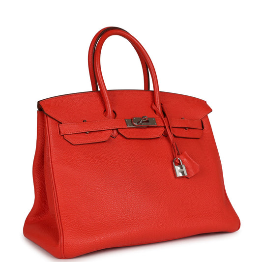 Top Quality Hermes Birkin 35 Rouge Tomate Togo Palladium Hardware