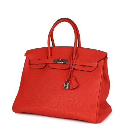 Top Quality Hermes Birkin 35 Rouge Tomate Togo Palladium Hardware