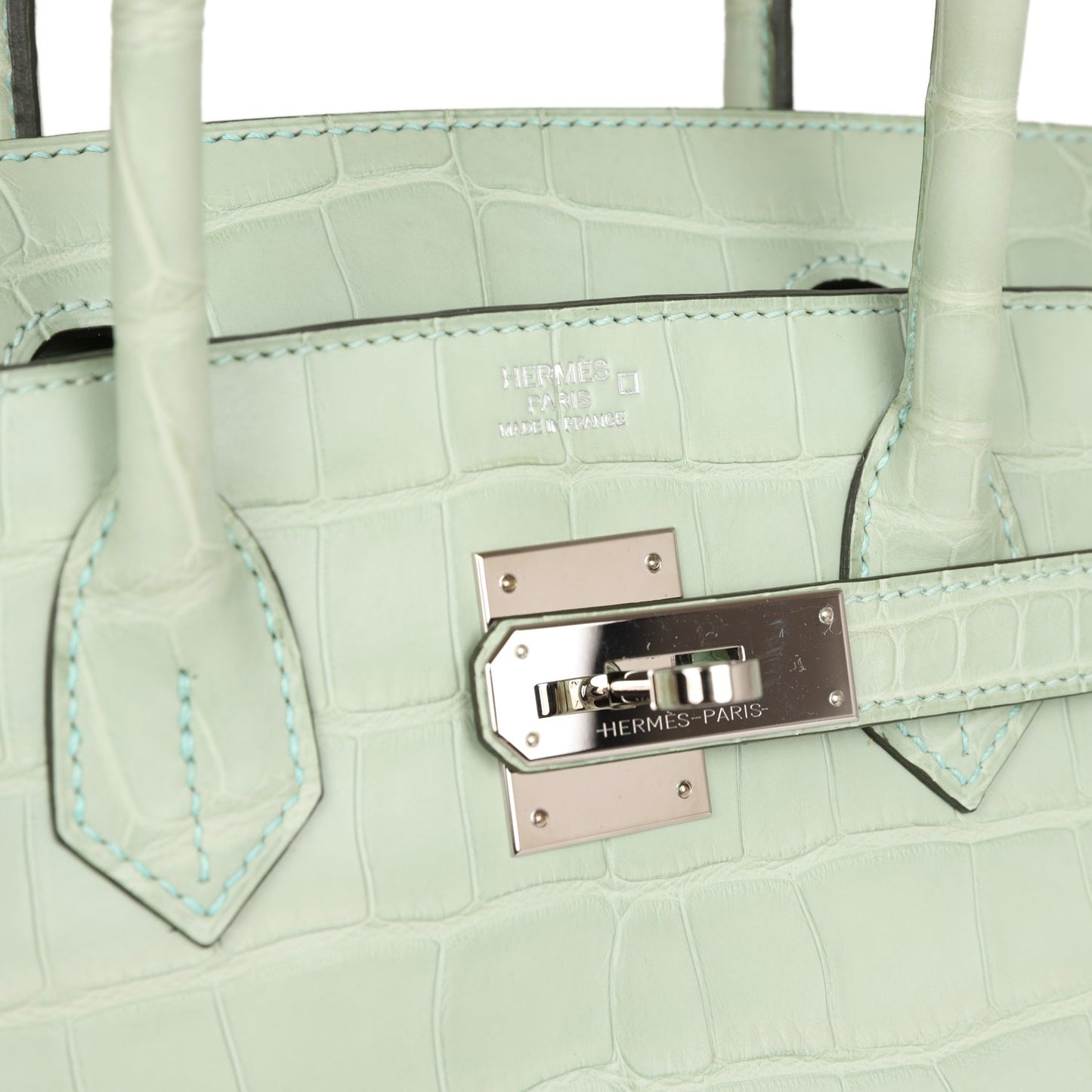 Top Quality Hermes Birkin 30 Vert D'Eau Matte Alligator Palladium Hardware