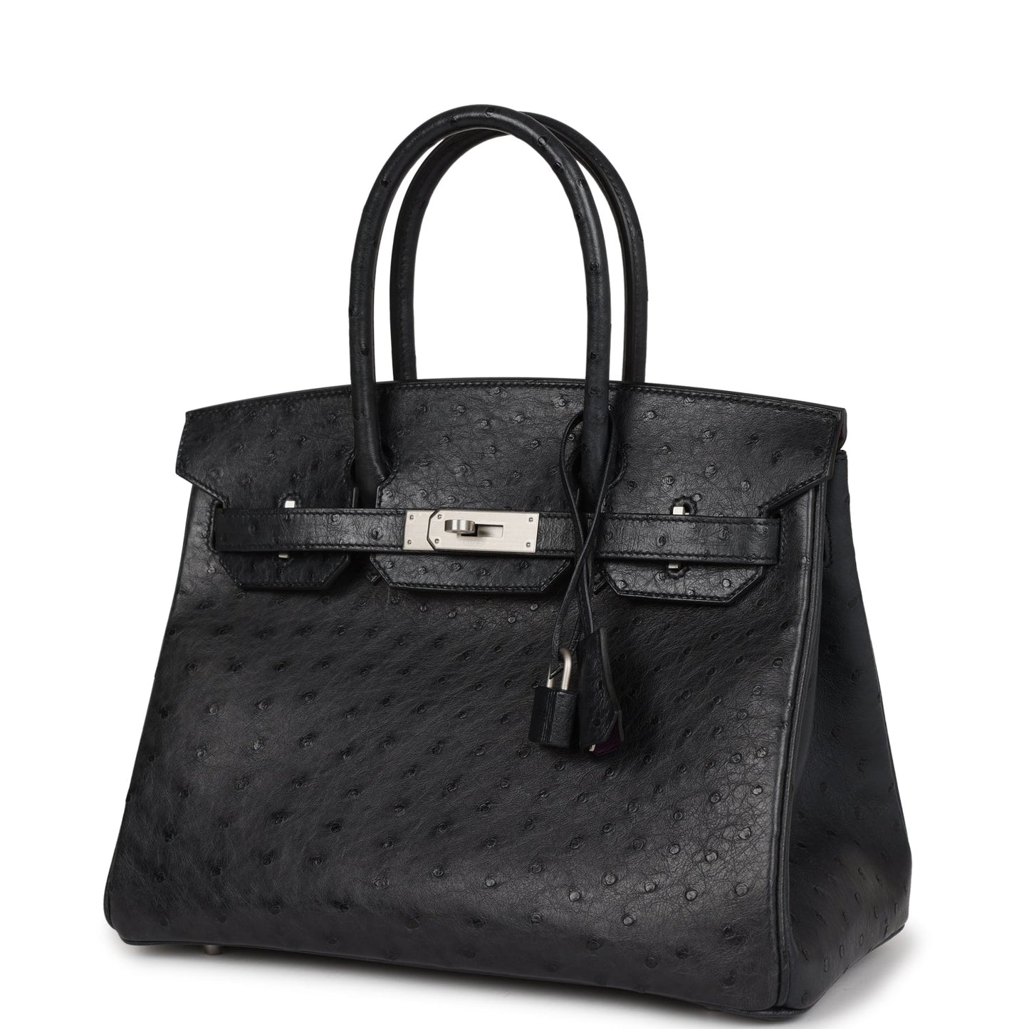 Top Quality Hermes Special Order (HSS) Birkin 30 Black Verso Ostrich Brushed Palladium Hardware