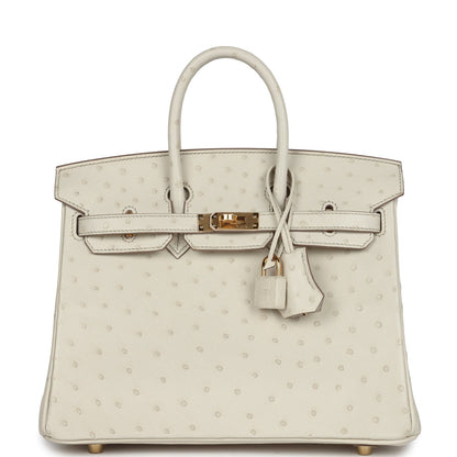 Hermes Birkin 25 Beton Ostrich Gold Hardware