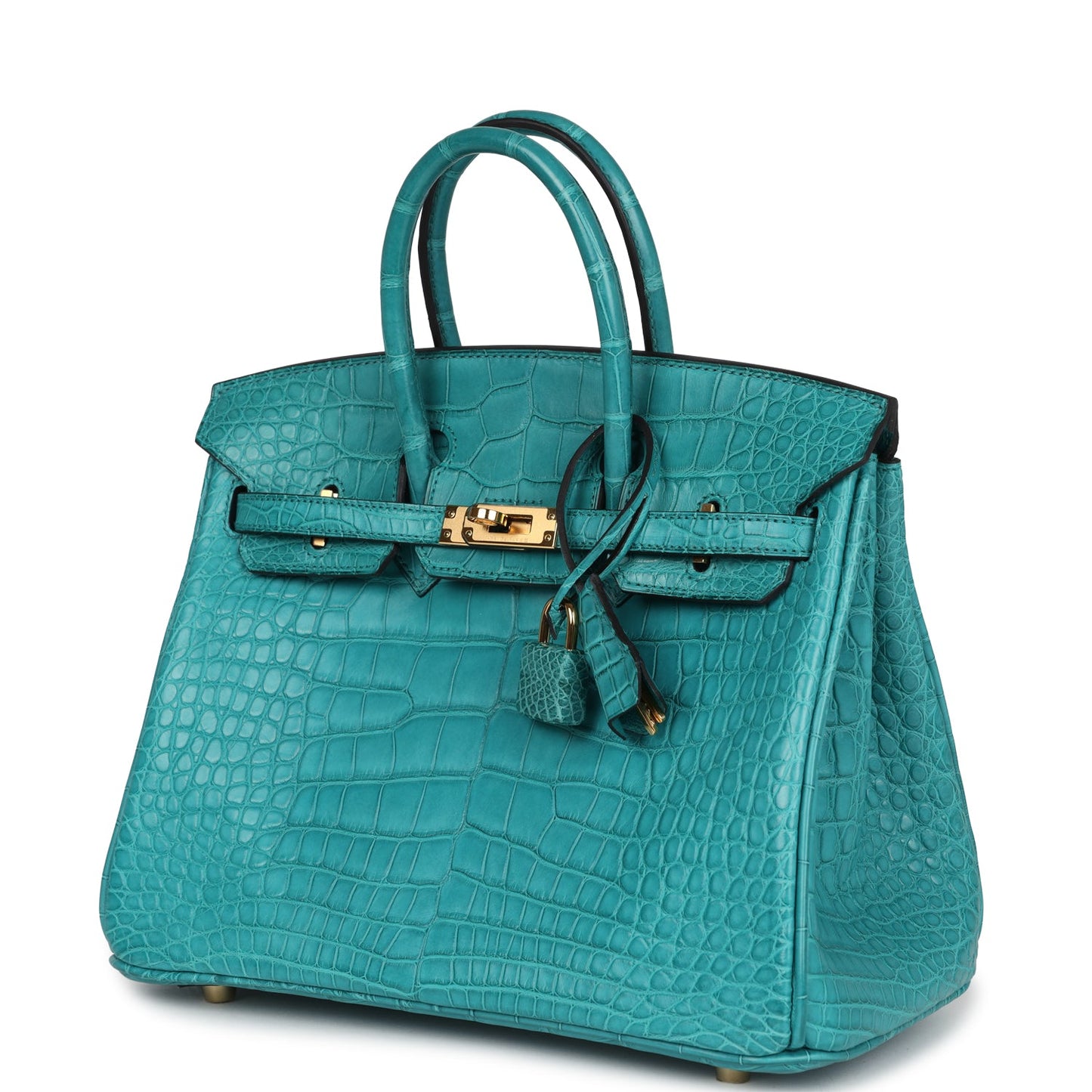 Hermes Birkin 25 Blue Paon Matte Alligator Gold Hardware