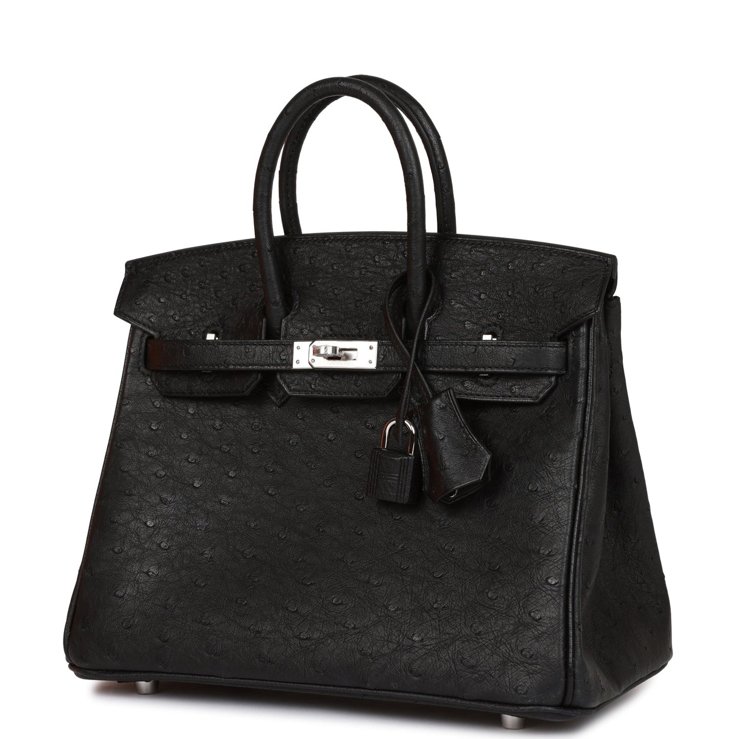 Hermes Birkin 25 Black Ostrich Palladium Hardware