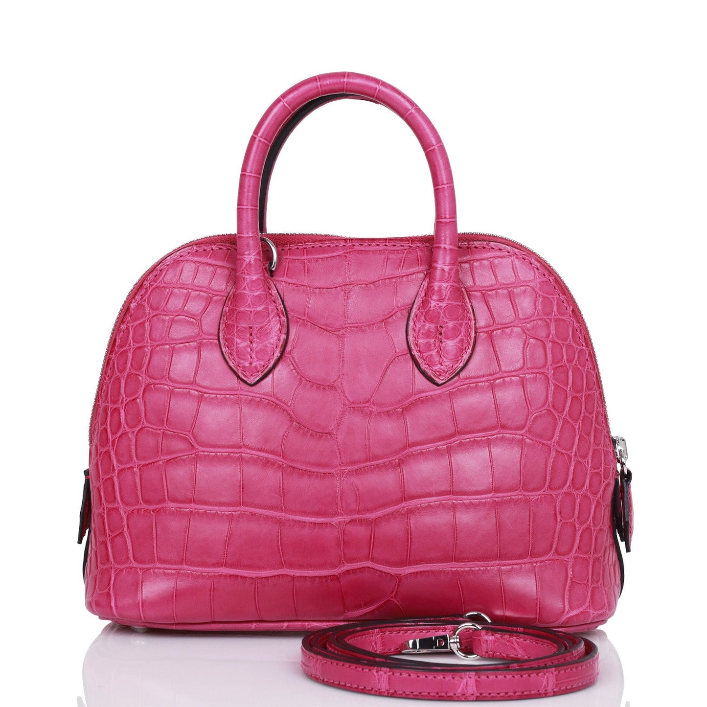 Hermes 1923 Bolide Mini Rose Scheherazade Matte Alligator Palladium Hardware