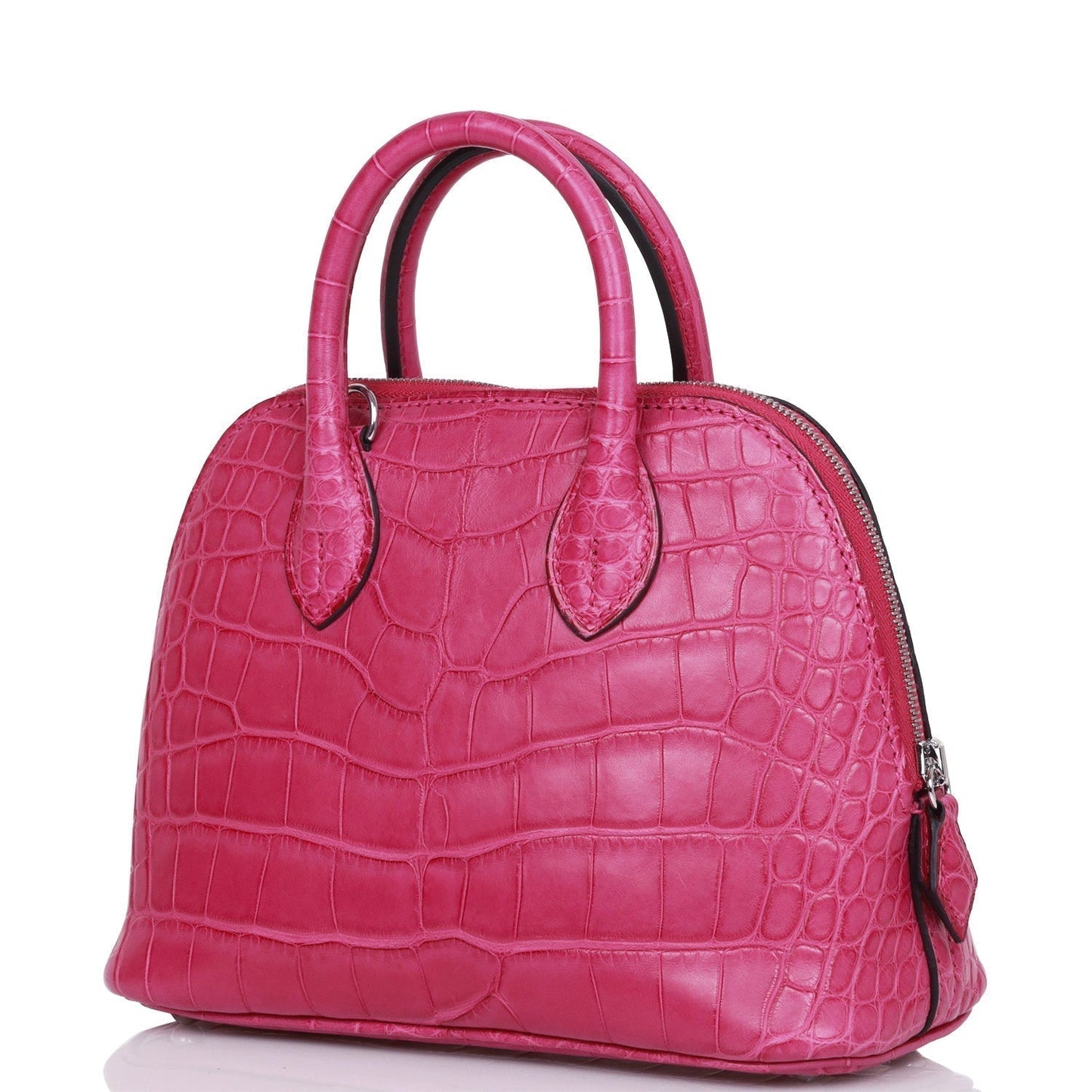 Hermes 1923 Bolide Mini Rose Scheherazade Matte Alligator Palladium Hardware