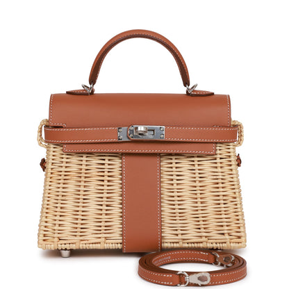 Top Quality Hermes Mini Picnic Kelly 20 Gold Swift Palladium Hardware