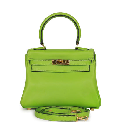 Vintage Hermes Kelly Retourne 20 Vert Cru Gulliver Gold Hardware