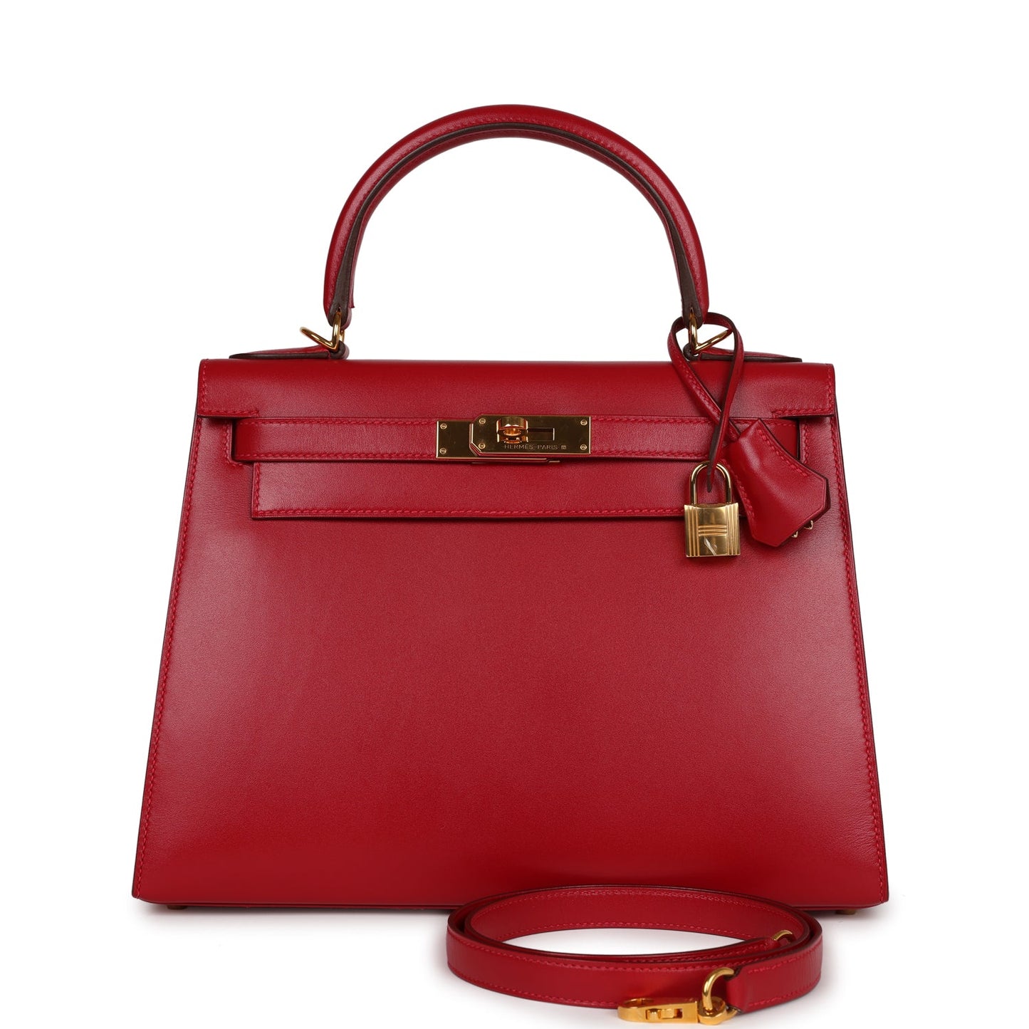 Top Quality Hermes Kelly Sellier 28 Rouge Vif Tadelakt Gold Hardware