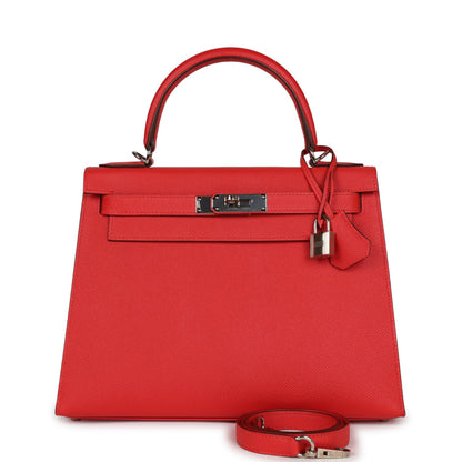 Top Quality Hermes Kelly Sellier 28 Rouge Tomate Epsom Palladium Hardware