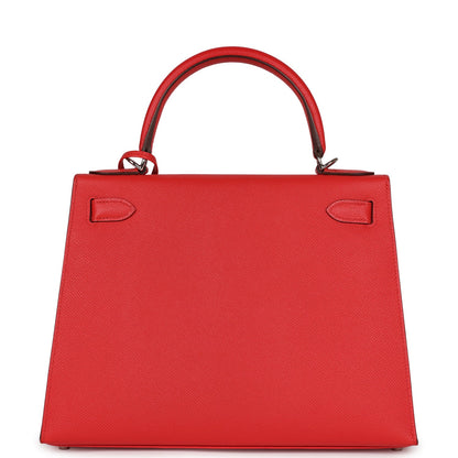 Top Quality Hermes Kelly Sellier 28 Rouge Tomate Epsom Palladium Hardware