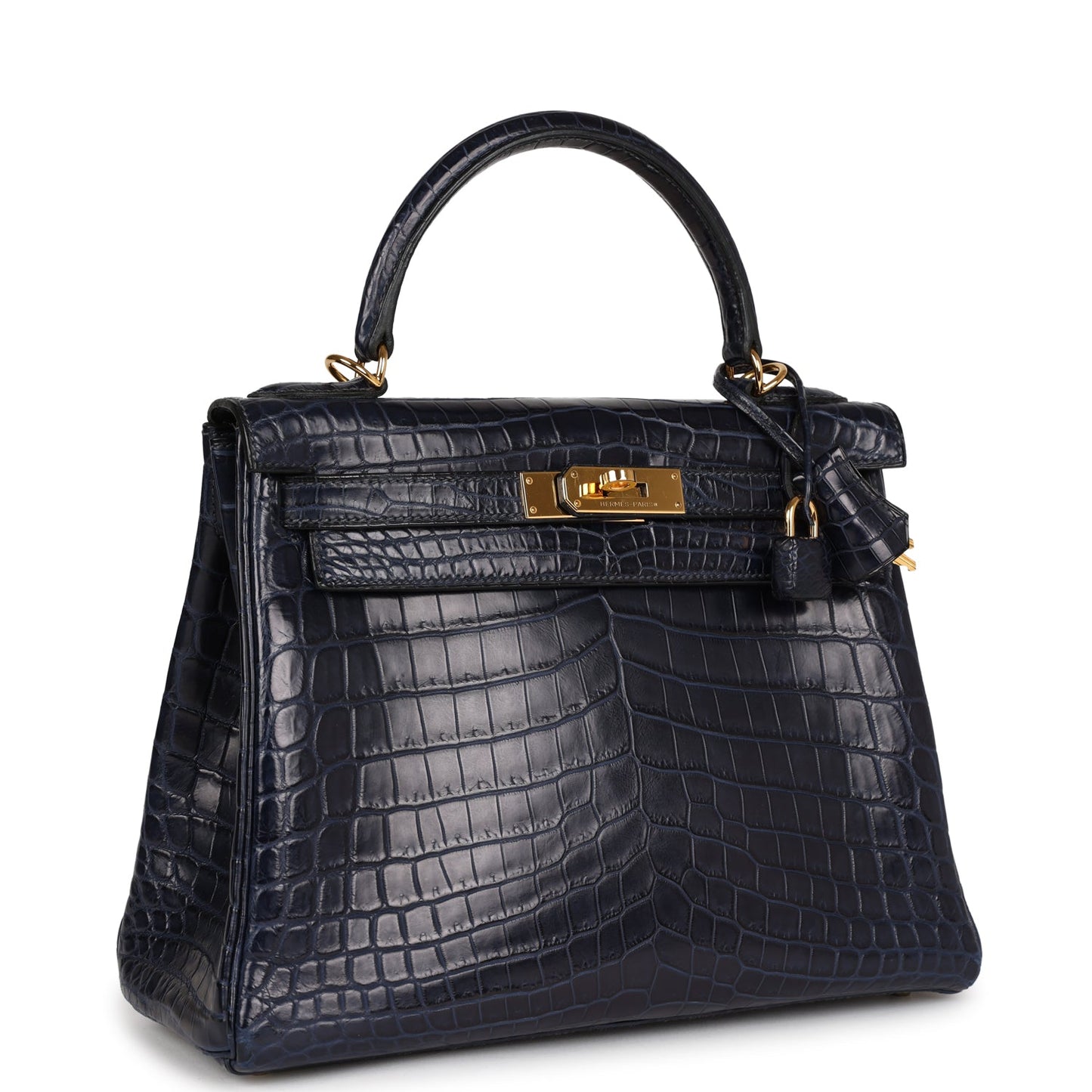 Top Quality Hermes Kelly Retourne 28 Bleu Indigo Matte Niloticus Crocodile Gold Hardware