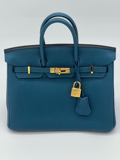 Hermes Birkin 25 Bleu Jean Togo Gold Hardware