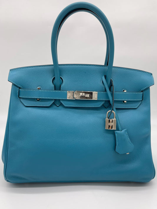 Hermes Birkin 30 Bleu Jean Palladium Hardware