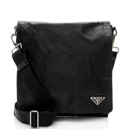 Prada Aged Calfskin Flap Messenger Bag D2J23z