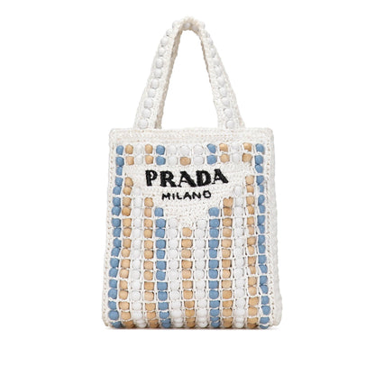 Prada Beaded Raffia Logo Tote dzCs8E