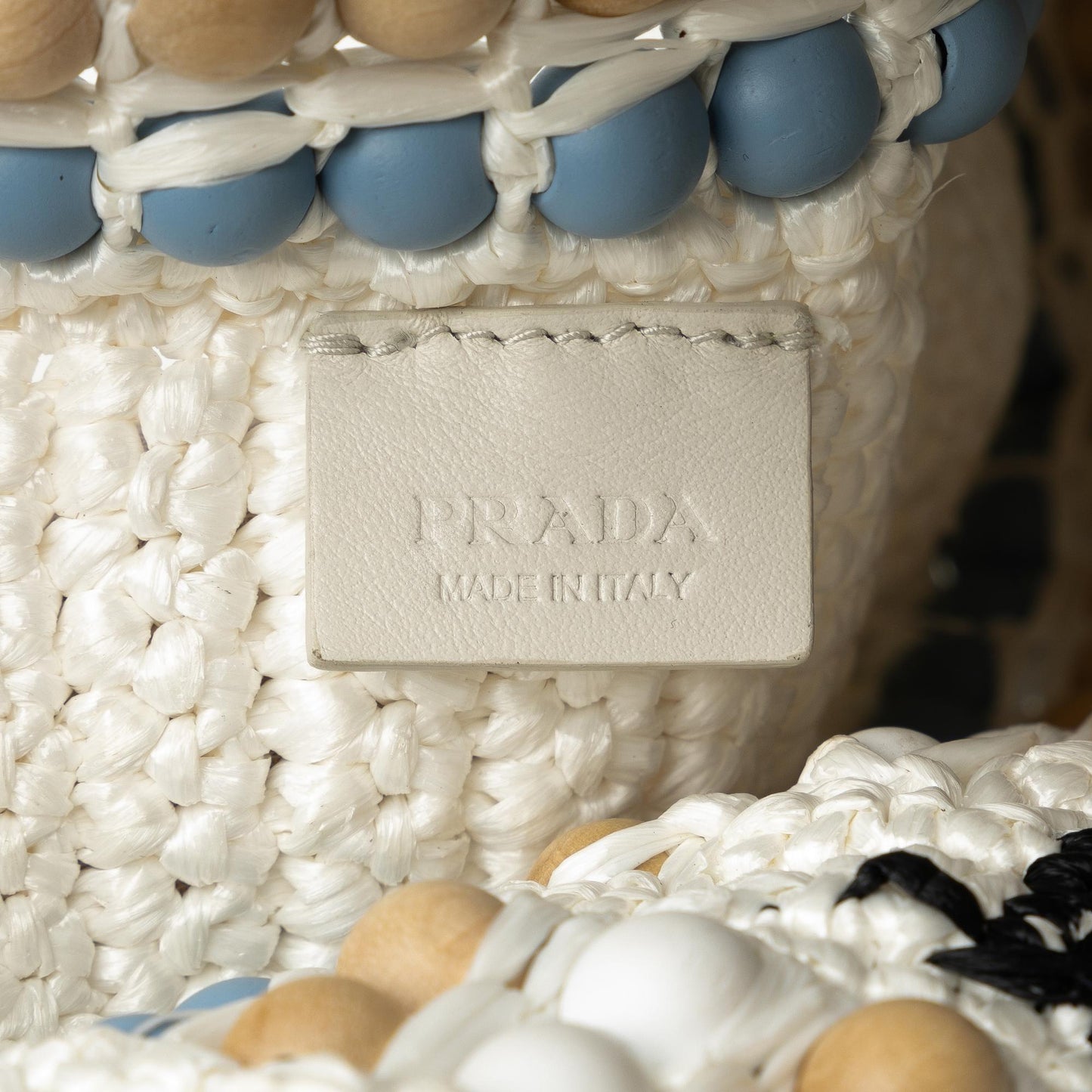 Prada Beaded Raffia Logo Tote dzCs8E