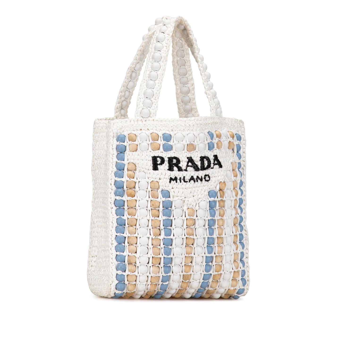 Prada Beaded Raffia Logo Tote dzCs8E