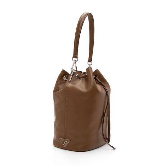 Prada Calfskin Drawstring Medium Bucket Bag RUKaHy