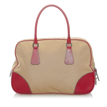 Prada Canapa Bauletto Canvas Tote Bag 33400