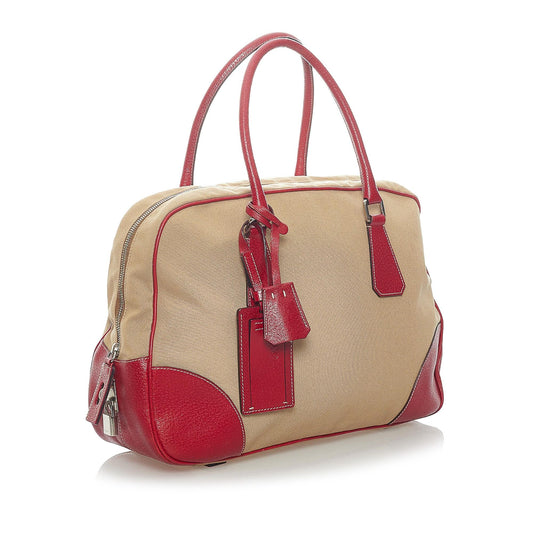 Prada Canapa Bauletto Canvas Tote Bag 33400