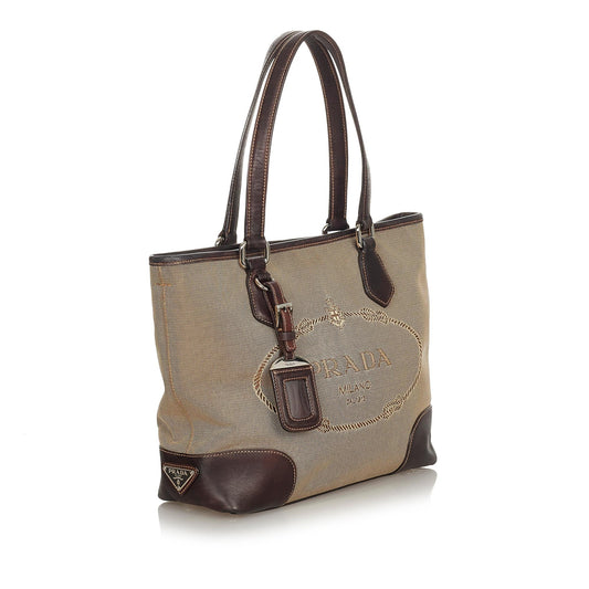 Prada Canapa Logo Canvas Satchel 24468