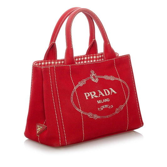 Prada Canapa Logo Canvas Satchel 29627