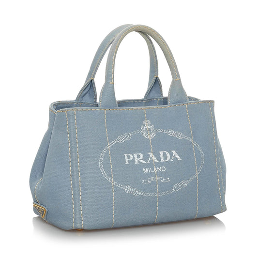 Prada Canapa Logo Canvas Satchel 34012