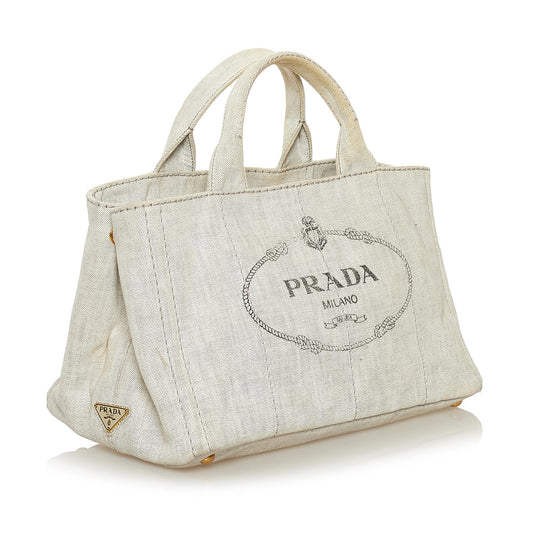 Prada Canapa Logo Canvas Satchel 35073