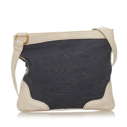 Prada Canapa Logo Denim Crossbody Bag 28074