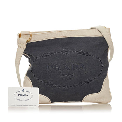 Prada Canapa Logo Denim Crossbody Bag 28074