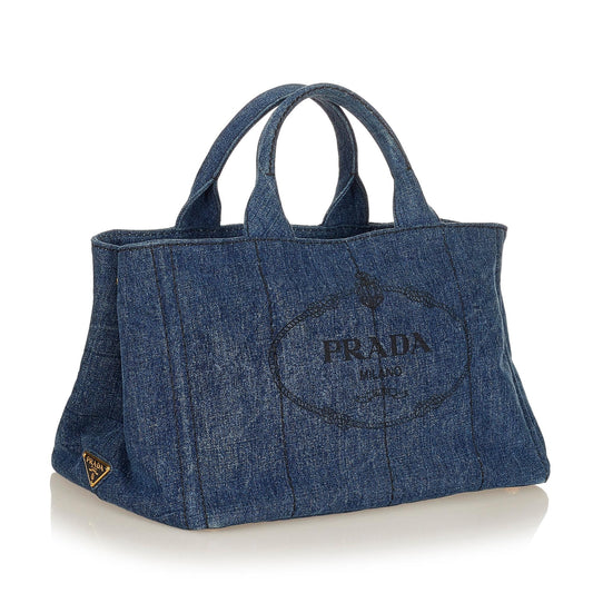 Prada Canapa Logo Denim Hanbag 27048