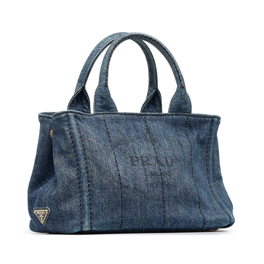 Prada Canapa Logo Denim Satchel p3QUK4