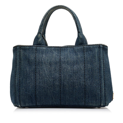 Prada Canapa Logo Denim Satchel wkkQcB