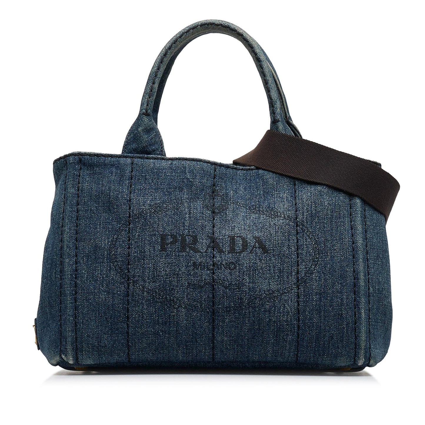 Prada Canapa Logo Denim Satchel wkkQcB