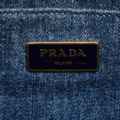 Prada Canapa Logo Denim Satchel wkkQcB