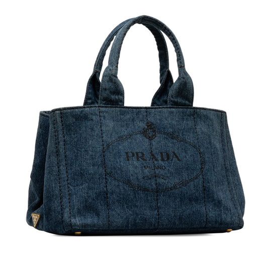 Prada Canapa Logo Denim Satchel zkv8iu