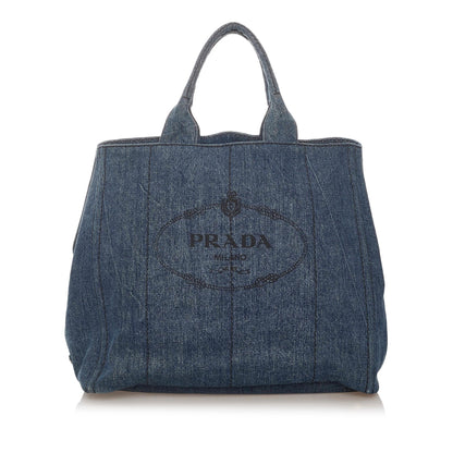 Prada Canapa Logo Denim Tote Bag 27693