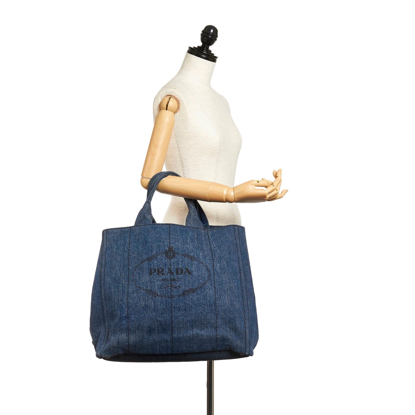 Prada Canapa Logo Denim Tote Bag 27693