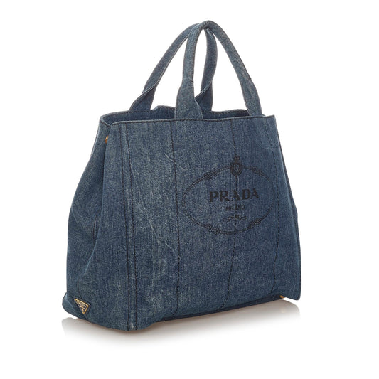 Prada Canapa Logo Denim Tote Bag 27693