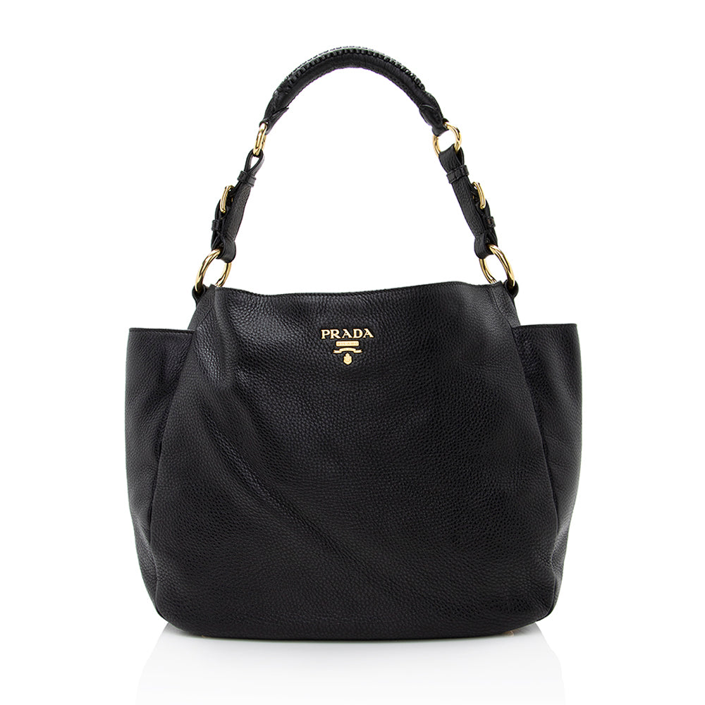 Prada Vitello Daino Side Pocket Hobo 21901