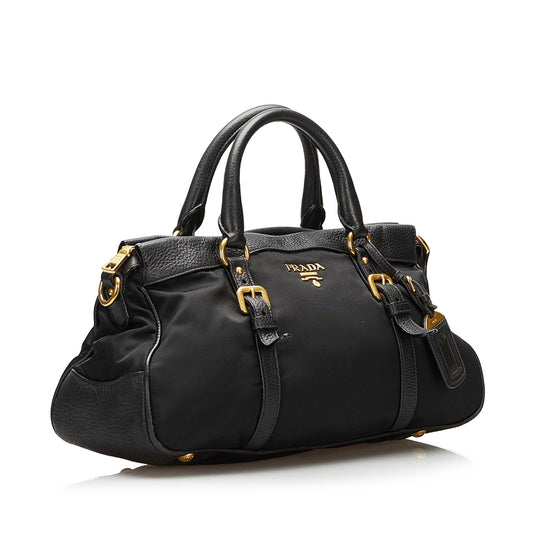 Prada Vitello Daino-Trimmed Tessuto Satchel 35509