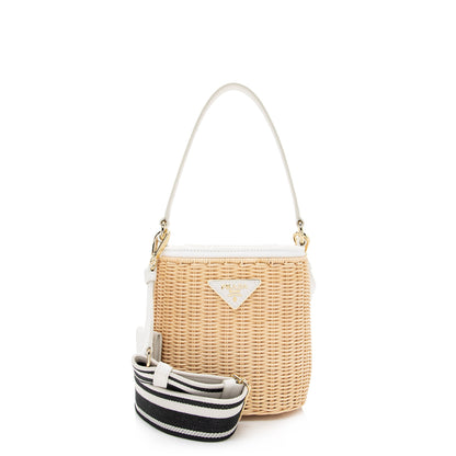 Prada Wicker Canapa Bucket Bag 22390