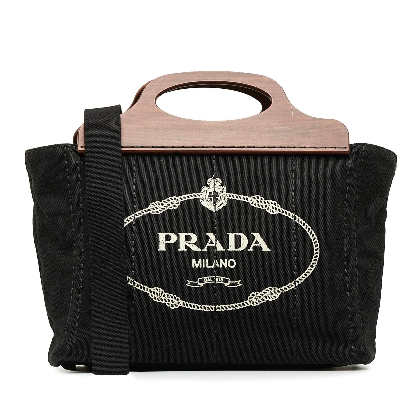 Prada Wood Handle Canapa Logo Satchel MVwVck