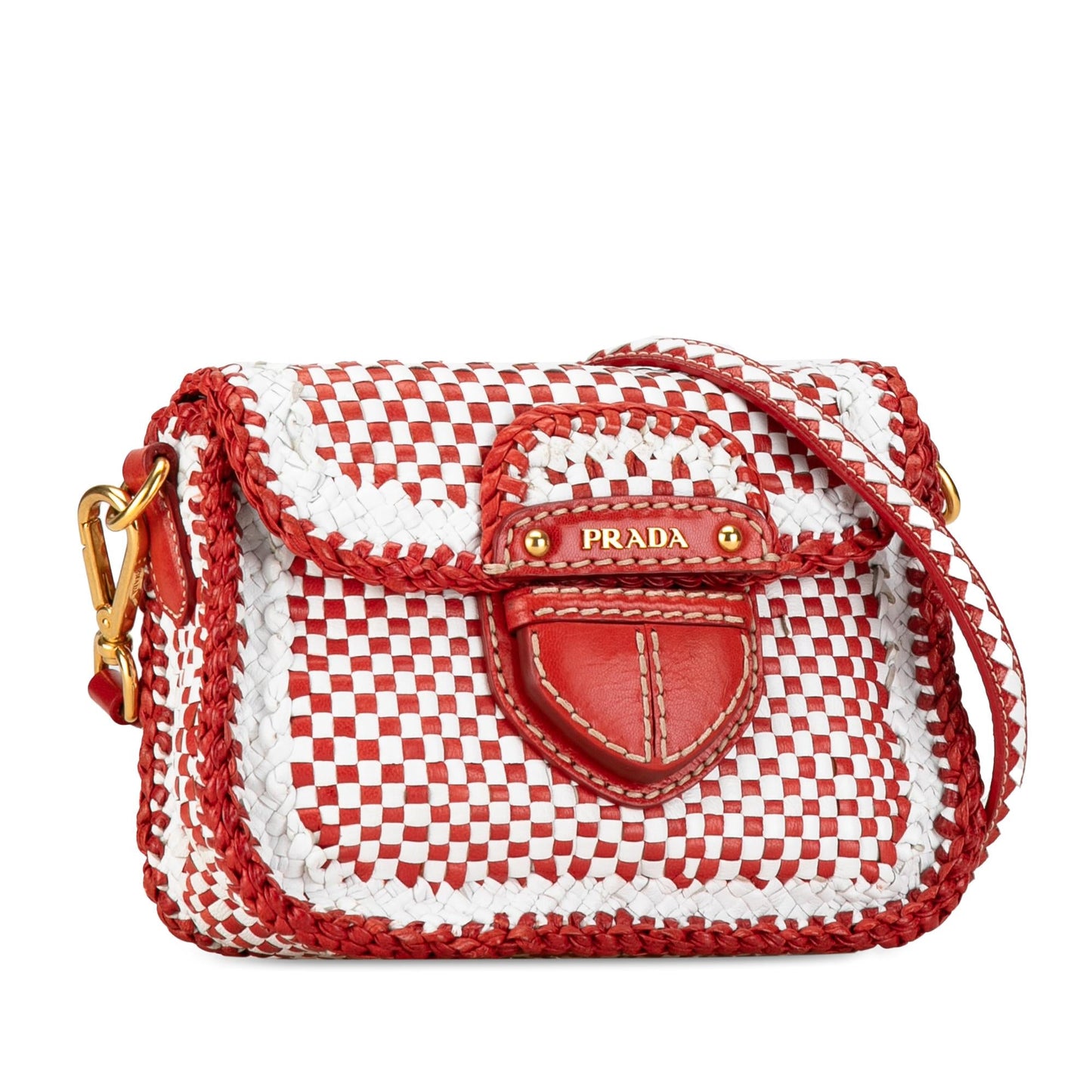 Prada Woven Madras Crossbody DlArNT