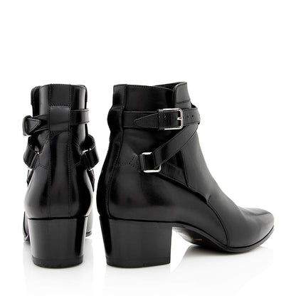 Saint Laurent Belted Leather Jodhpur Bootie - Size 6 / 36 16623