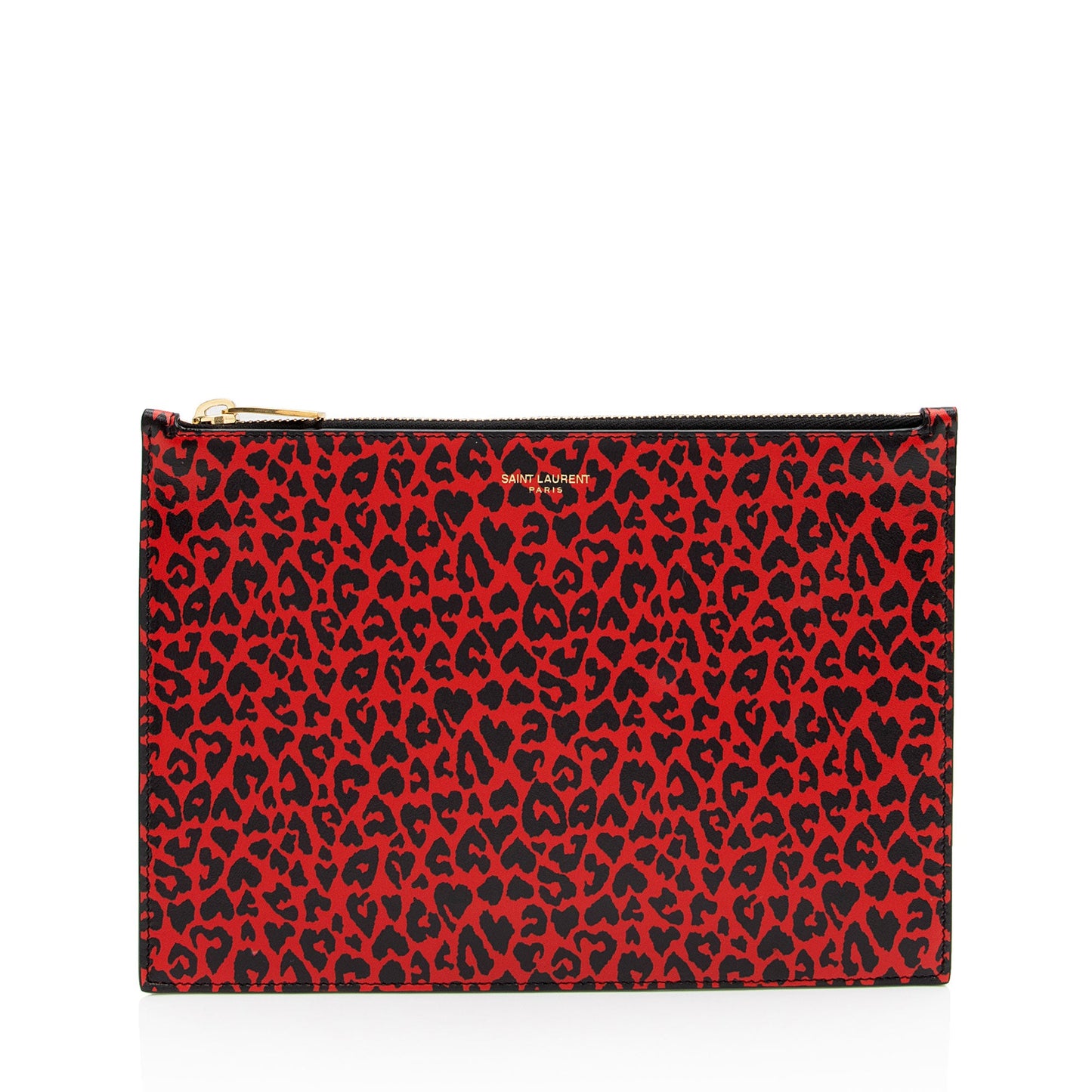 Saint Laurent Calfskin Leopard Zip Pouch fYfCwF